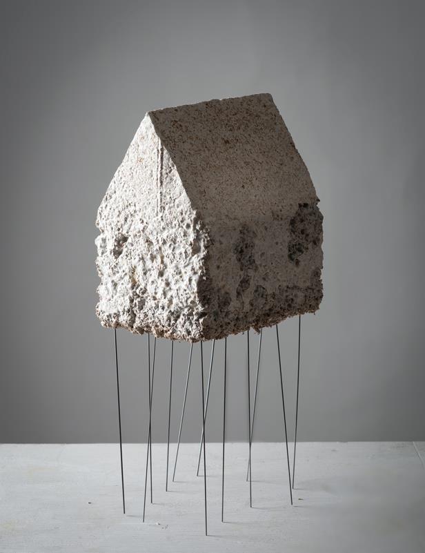 Henny Burnett, House, cast mycelium and steel rods, shortlisted for Wales Contemporary 2023